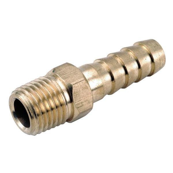 Barbed Hose Fitting, 1" Tube OD, 1 in Pipe Size, Brass