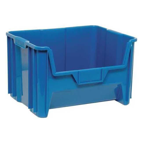 Storage Bin, Polyethylene, Blue, 12 1/2 in H, 19 7/8 in W, 15 1/4 in L