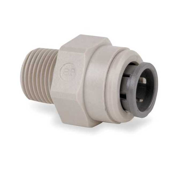 Push-Fit Adapter Fitting, 3/8 in Tube Size, Acetal, Gray, 10 PK