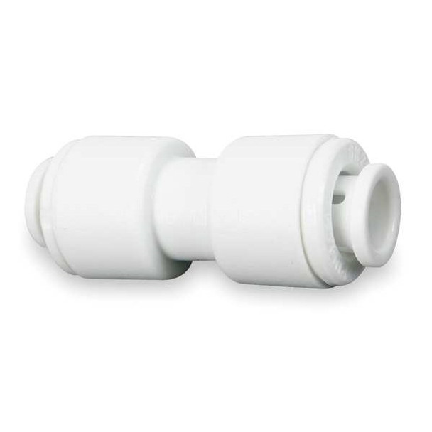 Push-Fit Adapter Fitting, 3/8 in Tube Size, Acetal, White, 10 PK