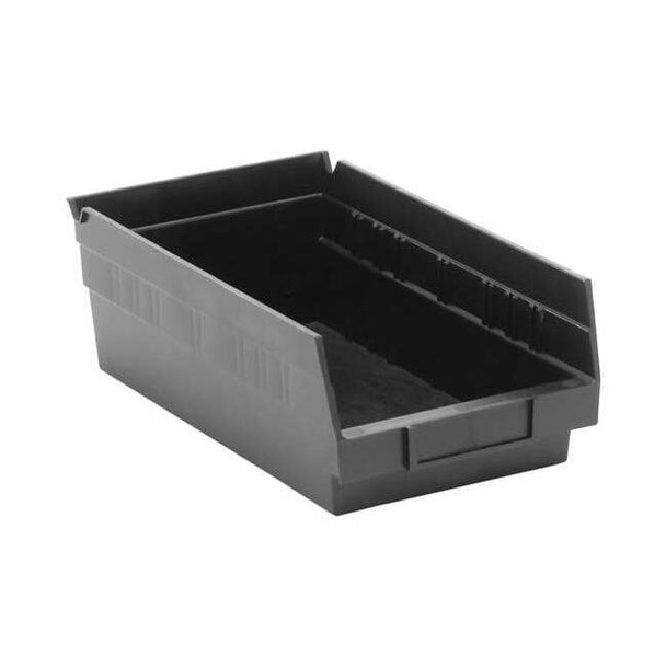 Shelf Storage Bin, Polypropylene, Black, 4 in H, 6 5/8 in W, 11 5/8 in L
