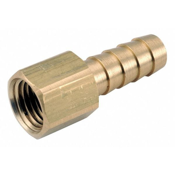 Barbed Hose Fitting, 1/8" Tube OD, 1/4 in Pipe Size, Brass