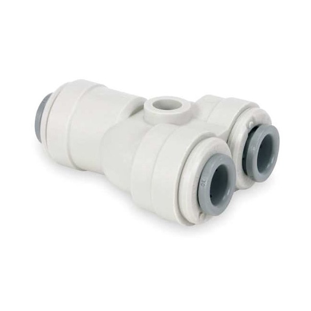 Push-Fit Wye Fitting, 1/4 in Tube Size, Acetal, Gray, 10 PK
