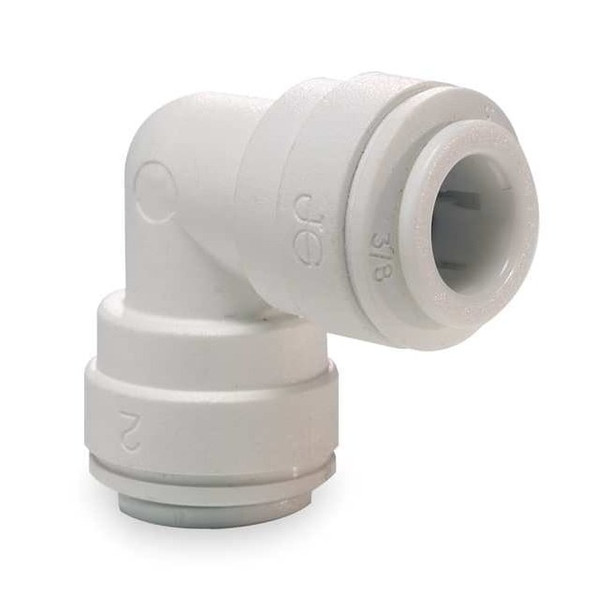 Push-Fit Elbow Fitting, 1/4 in Tube Size, Polypropylene, White, 10 PK