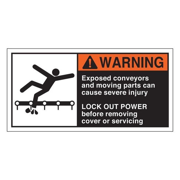 Brady Warning Label,2-1/2inHx5inW,HP Poly.,PK5, 96164 96164