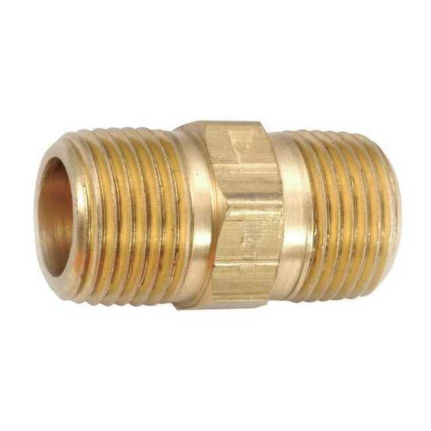 Hex Nipple Brass Hex Nipple, 1/2 in Male NPT X 1/2 in Male NPT