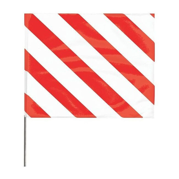Marking Flag, Vinyl, 18" Wire Staff, Stripes, 18" L., 100 PK