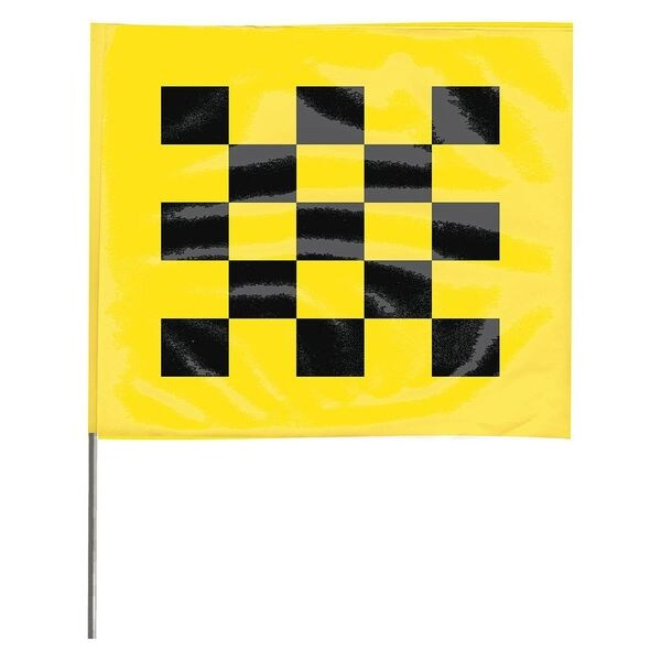 Marking Flag, Vinyl, 30" Wire Staff, Checkered, 30" L., 100 PK