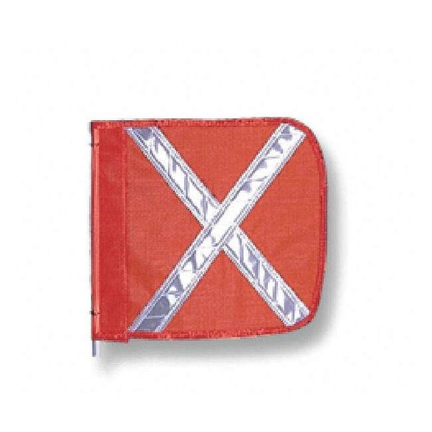 Warning Whip Flag Reflexite X, Orange, Nylon Mesh, Mounting Clip