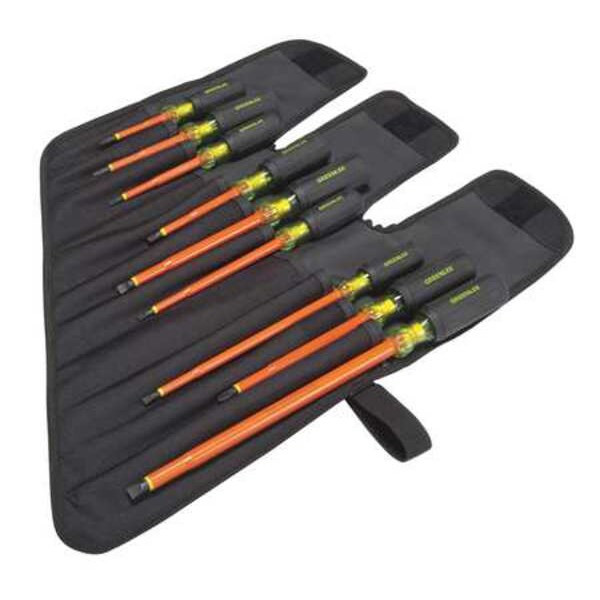 Greenlee Insulated Screwdriver Set,Slotted/Phillips,9 pcs 0153-01-INS