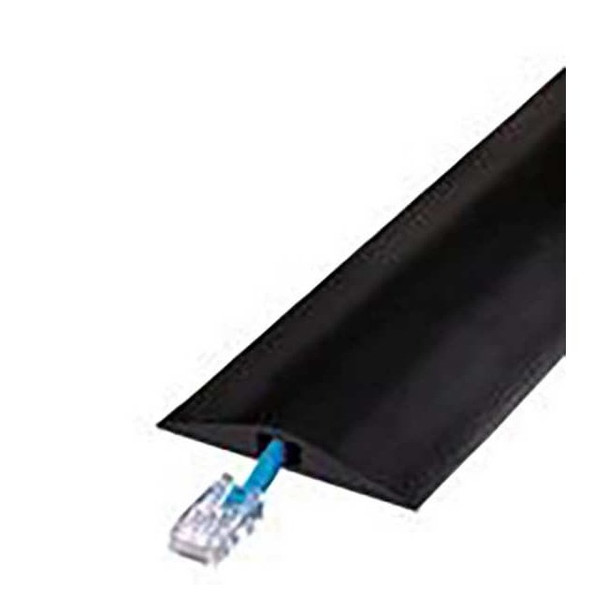 Cable Protector, 7/16 in H, 10 ft L, 3 in W, 1 Channel, Rubber, Black
