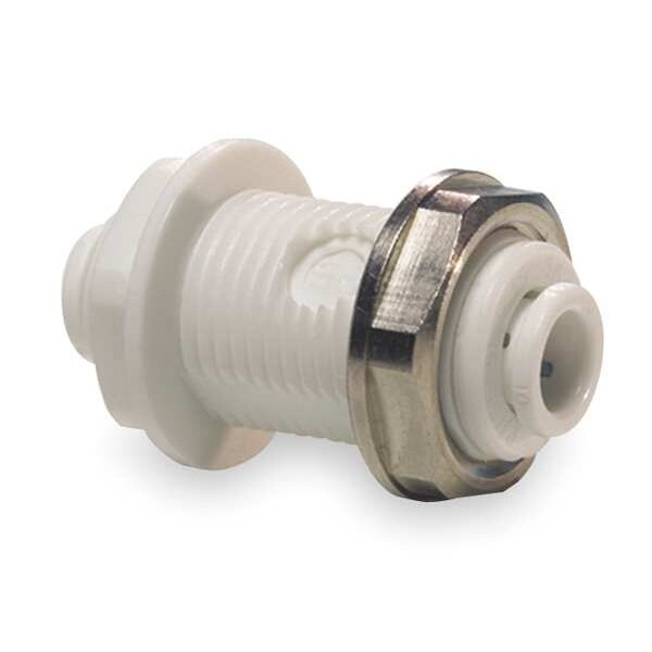 Push-Fit Adapter Fitting, 1/4 in Tube Size, Polypropylene, White, 10 PK