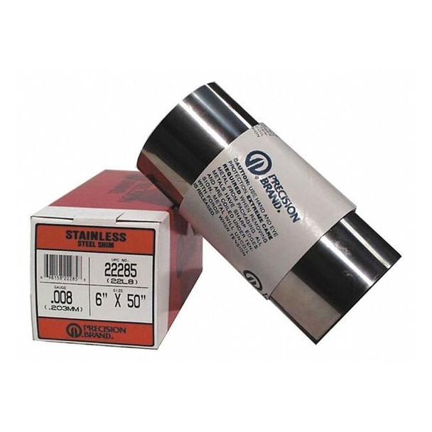 Precision Brand Shim Stock,Roll,Cold 302 SS,0.0030 In 22175