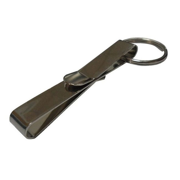 Belt Key Holder, Silver, Steel, Clip-On Double Locking, Nickel Plated