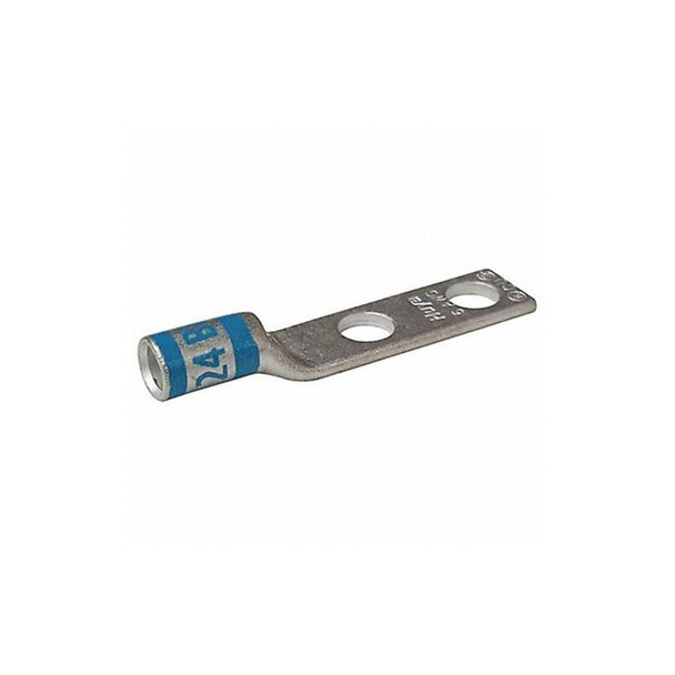 Two-Hole Compression Lug, 6 AWG Max, 1/2 in Stud, Short Barrel, Copper, Blue