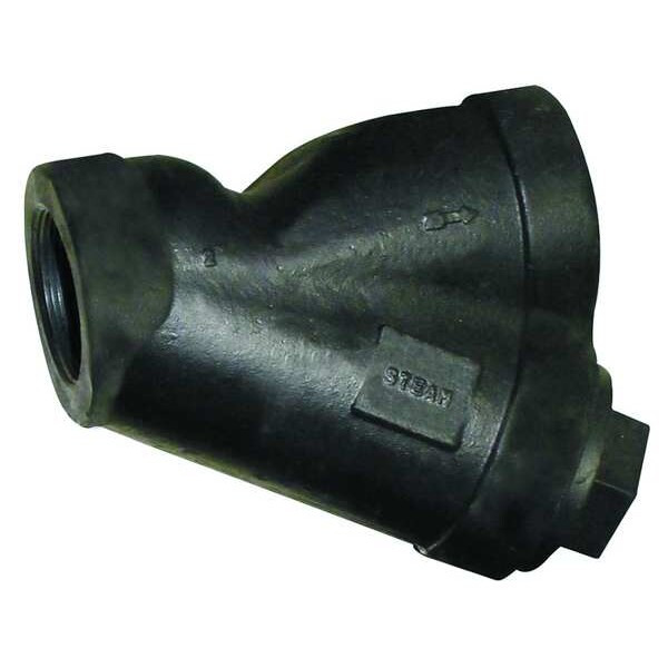 Y Strainer, 1/2" Pipe, FNPT x FNPT, Cast Iron, Stainless Steel,PTFE