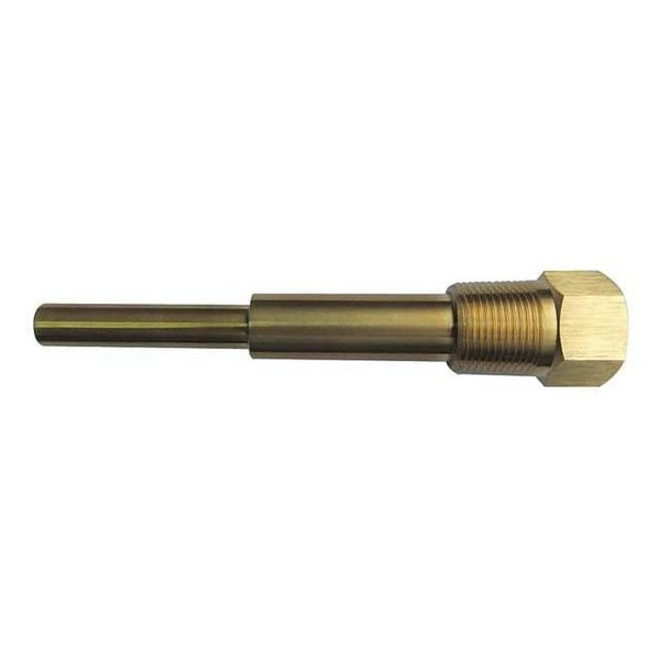 Bimetal Thermowell, Brass, 1/2 NPSM, Stem Length: 4 in