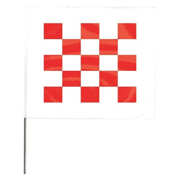 Marking Flag, Vinyl, 30" Wire Staff, Checkered, 30" L., 100 PK