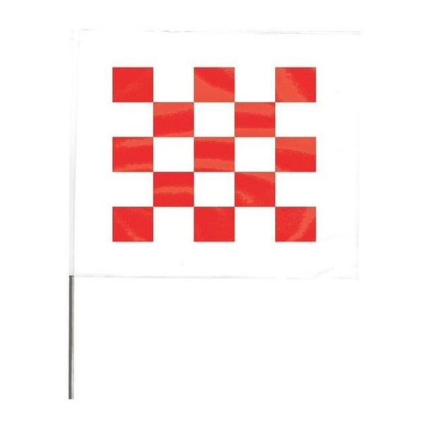 Marking Flag, Vinyl, 30" Wire Staff, Checkered, 30" L., 100 PK