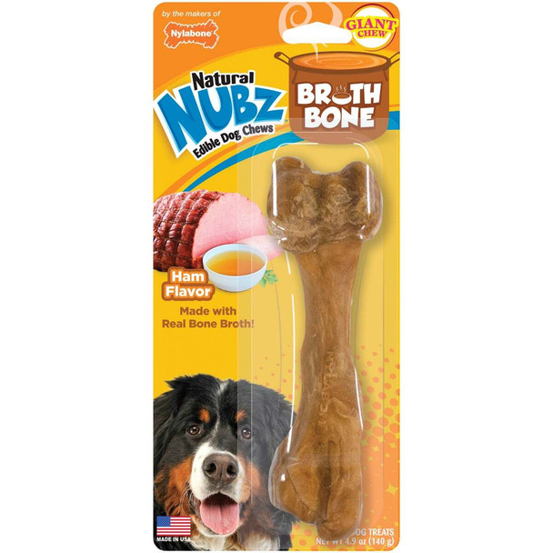Nylabone Natural Nubz Treats Ham Flavor with Bone Broth for XL Dogs NENBB303W