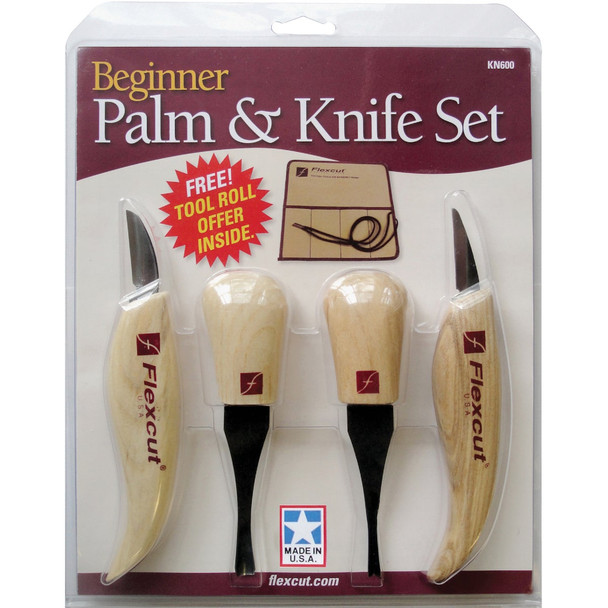 Flex Cut 4-Piece Beginner Palm & Knife Carving Tool Set KN600