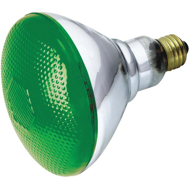 Satco 100W Green Medium Base BR38 Incandescent Floodlight Light Bulb S4427