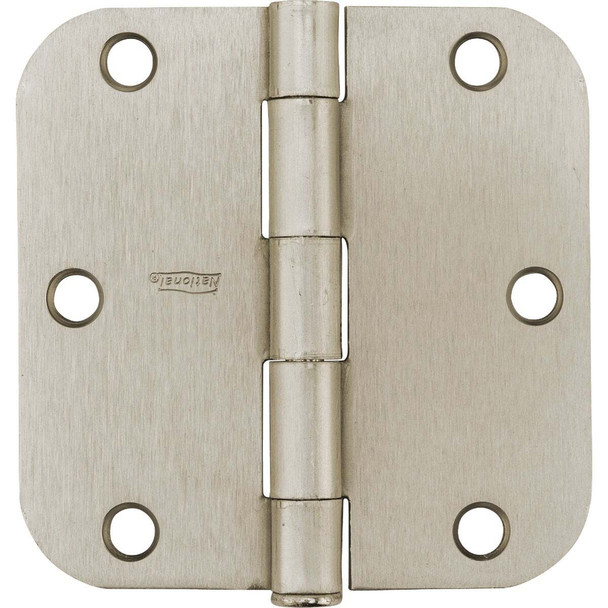 National Hardware 3-1/2 In. Satin Nickel 5/8 In. Radius Door Hinge (12-Pack)