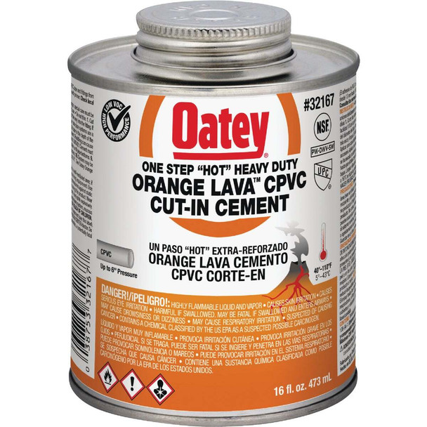 Oatey 16 Oz. Orange Lava One-Stop Hot Cut-In CPVC Cement 32167