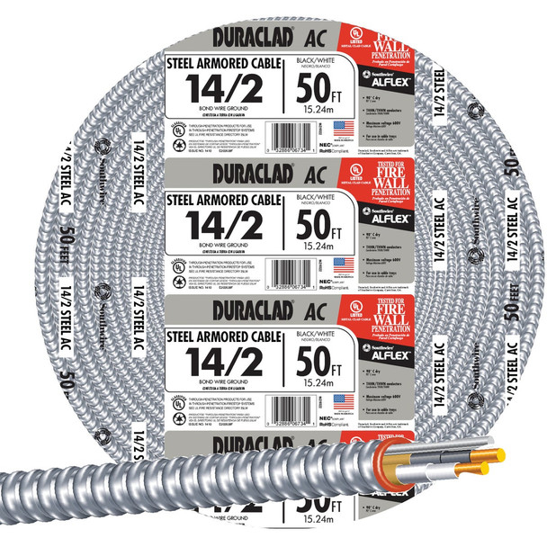 Southwire 50 Ft. 14/2 AC Armored Cable Electrical Wire 55278322