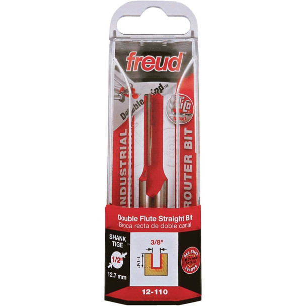 Freud 3/8 In. x 1-1/4 In. Double Flute Eclipse Grind Straight Router Bit 12-110