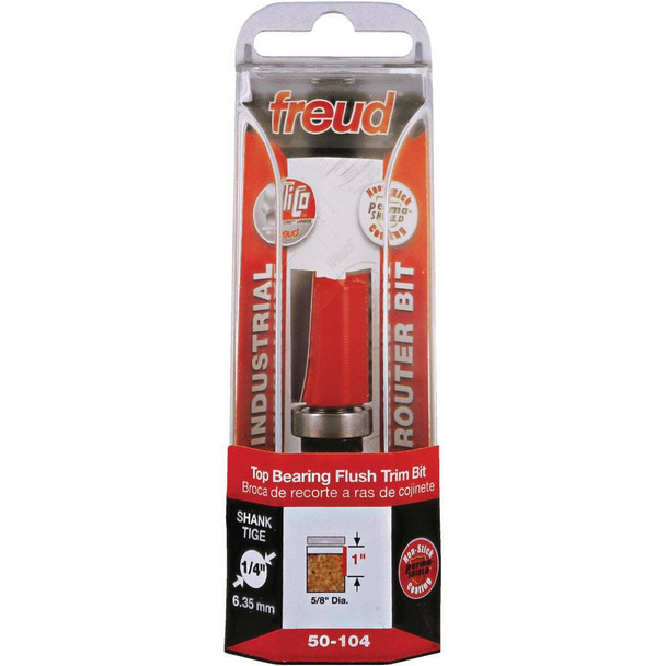 Freud 5/8 In. x 1 In. Top Bearing Flush Trim Router Bit with 1/4 In. Shank