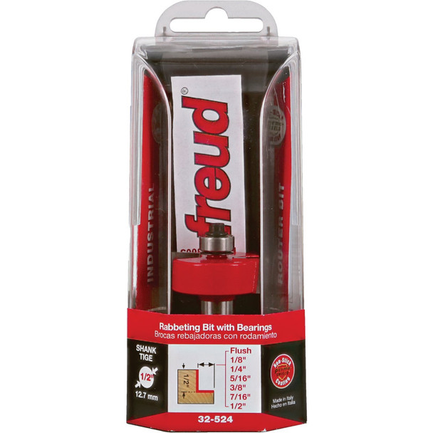 Freud 1/2 In. Shank Rabbeting Router Bit Set with Bearings 32-524