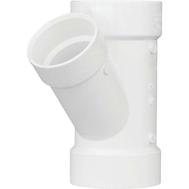 Charlotte Pipe 3 In. x 2 In. Schedule 30 DWV Reducing PVC Wye PVC 01601  0800HA