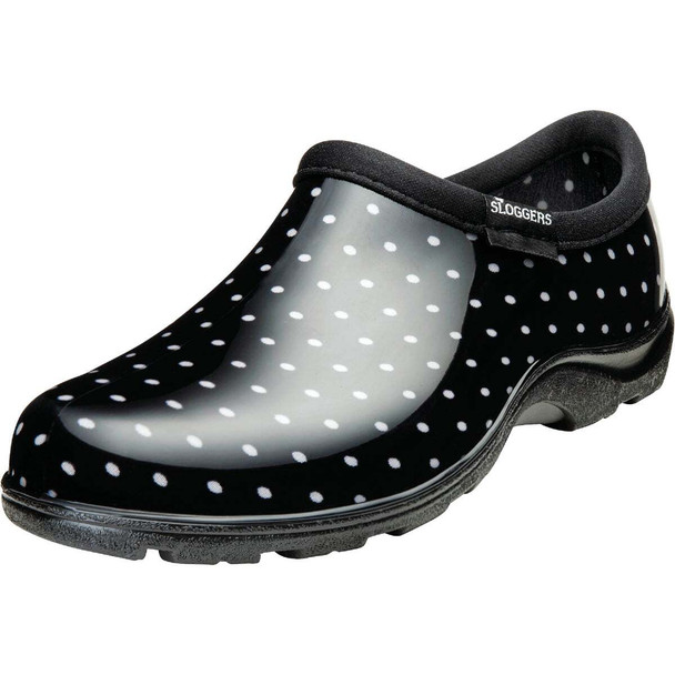 Sloggers Women's Size 7 Black with White Polka Dots Garden Shoe 5113BP07