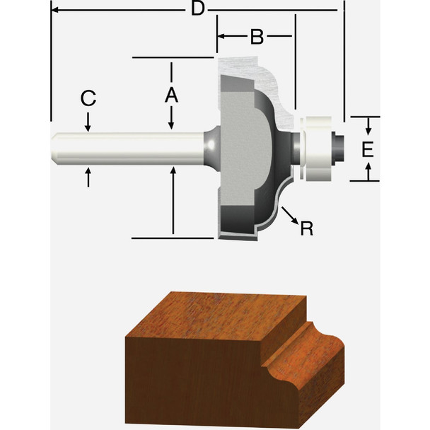 Vermont American Ogee Carbide Tip 1/4 In. Ogee Bit 23148