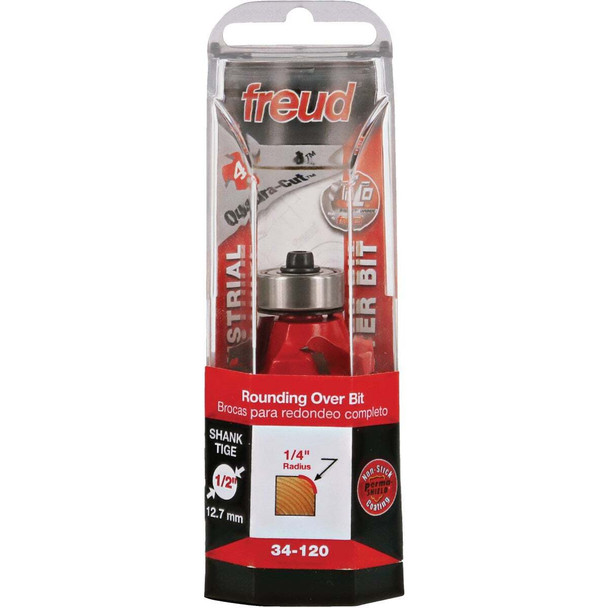 Freud 1/4 In. x 1/2 In. Quadra-Cut Rounding Over Bit with 1/2 In. Shank 34-120