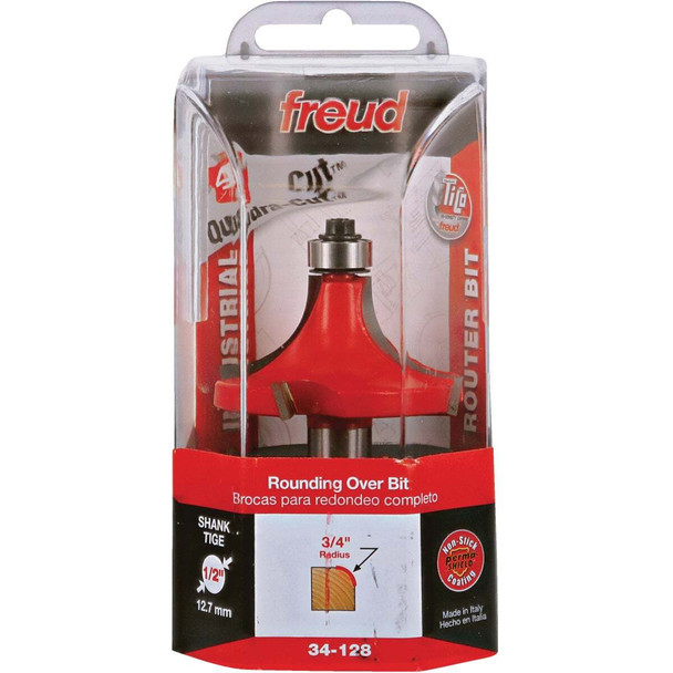 Freud 3/4 In. x 1 In. Quadra-Cut Rounding Over Bit with 1/2 In. Shank 34-128