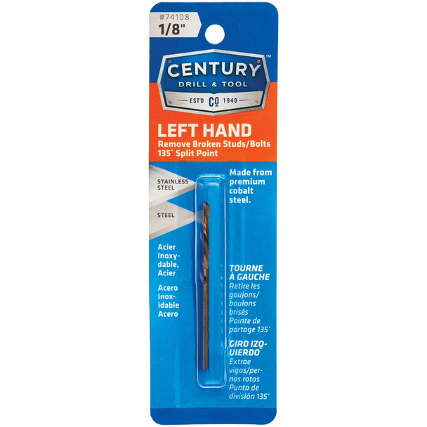 Century Drill & Tool 1/8 In. Cobalt Steel Left Hand Drill Bit 74108