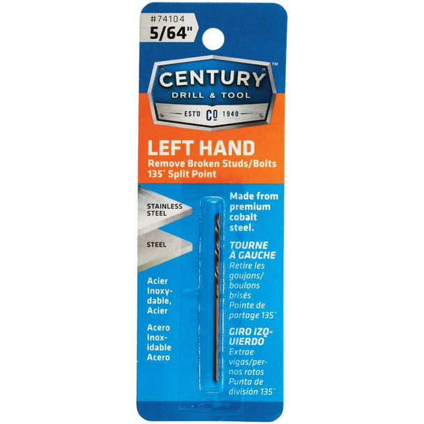 Century Drill & Tool 5/64 In. Cobalt Steel Left Hand Drill Bit 74104