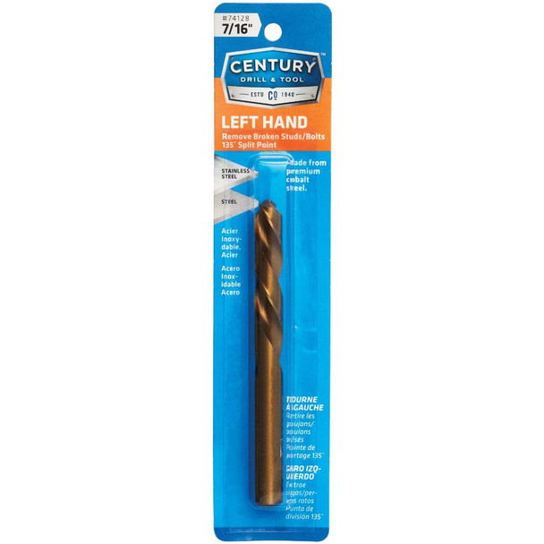 Century Drill & Tool 7/16 In. Cobalt Steel Left Hand Drill Bit 74128