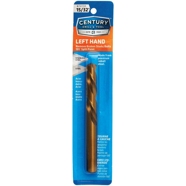 Century Drill & Tool 15/32 In. Cobalt Steel Left Hand Drill Bit 74130