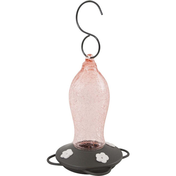 Nature's Way 16 Oz. Blush Crackle Glass Artisan Gravity Hummingbird Feeder AGF1