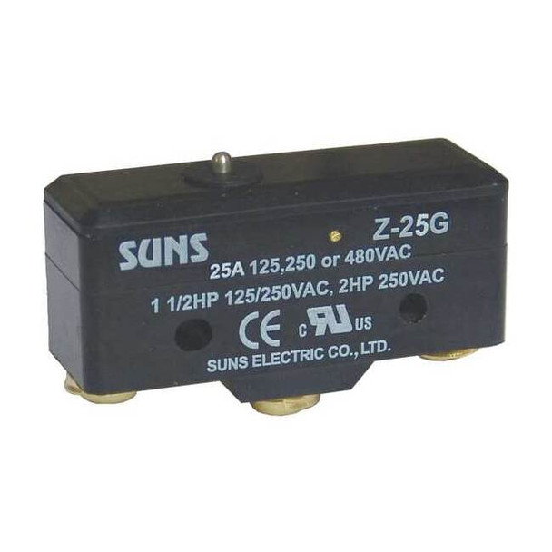 Snap Action Switch, Pin, Plunger Actuator, SPDT, 25 A at 480 V AC Contact Rating