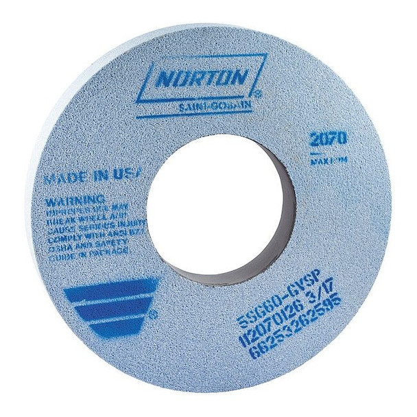 Norton Abrasives Grinding Wheel, T1, 12x1x5, CA, 60G, Sft, Blue 66253262595