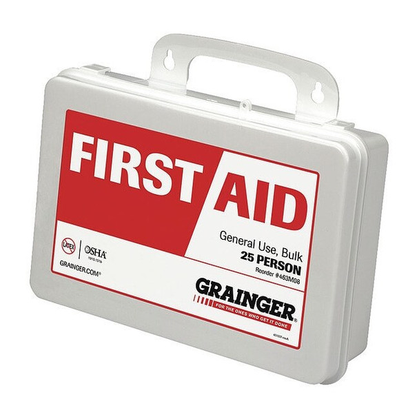 First Aid Kit and Housing, Plastic 114 Components, 25 People Served