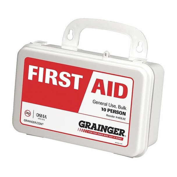First Aid Kit and Housing, Plastic 63 Components, 10 People Served