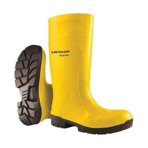 Unisex Dunlop Tall Rubber Boots, Steel Toe, 15" Height, Yellow, 10