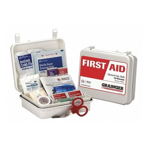 First Aid Kit and Housing, Plastic 54 Components, 10 People Served