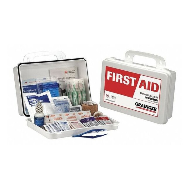 First Aid Kit and Housing, Plastic 160 Components, 10 People Served