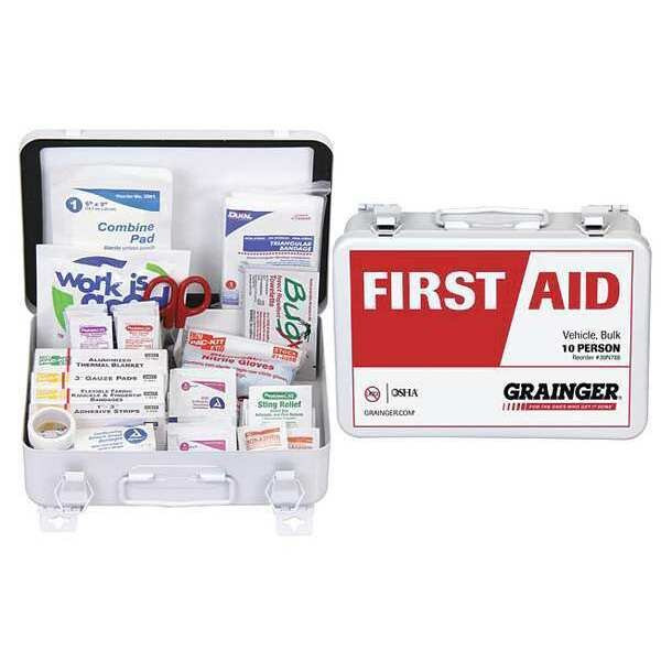 First Aid Kit and Housing, Metal 80 Components, 10 People Served